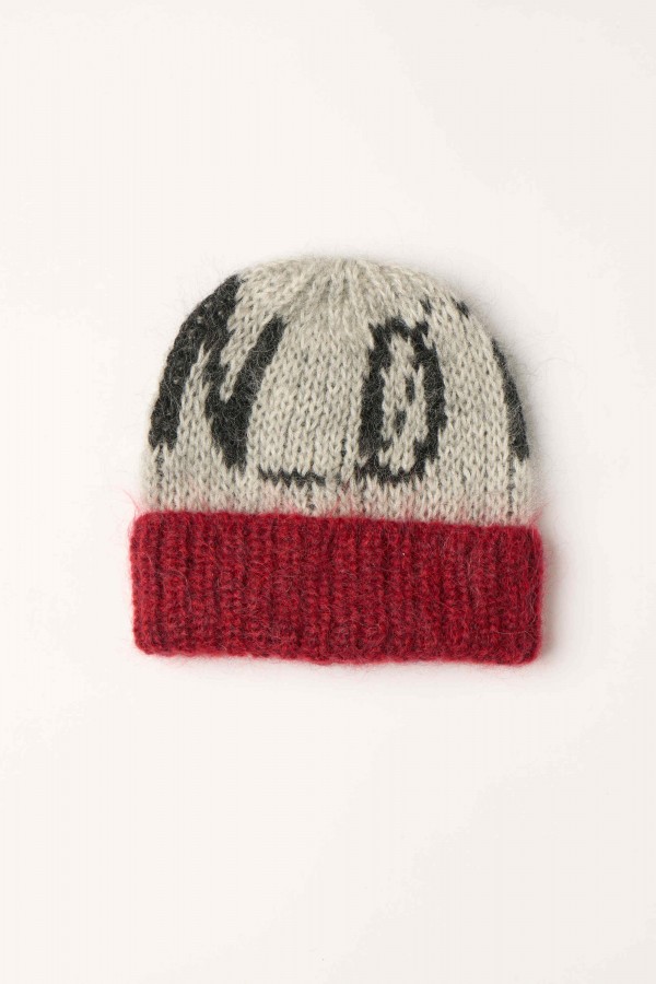 Beanie , mohair blend, jacquard