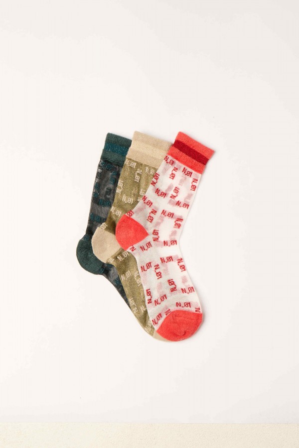 Transparent socks with N01 all over logo