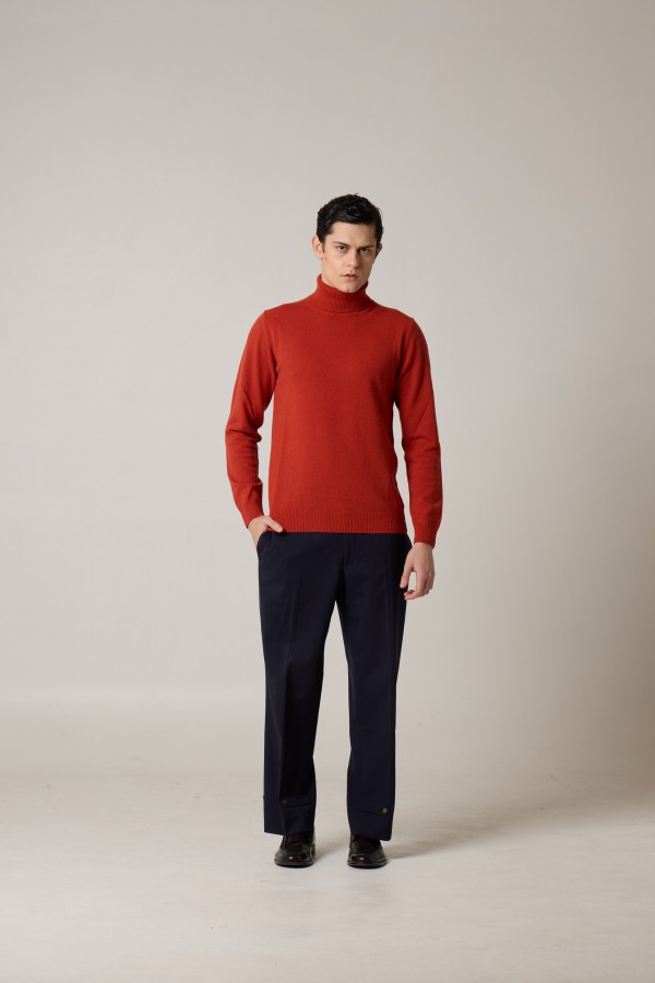 Turtle neck, single jersey, merino cashmere, yarn dyed