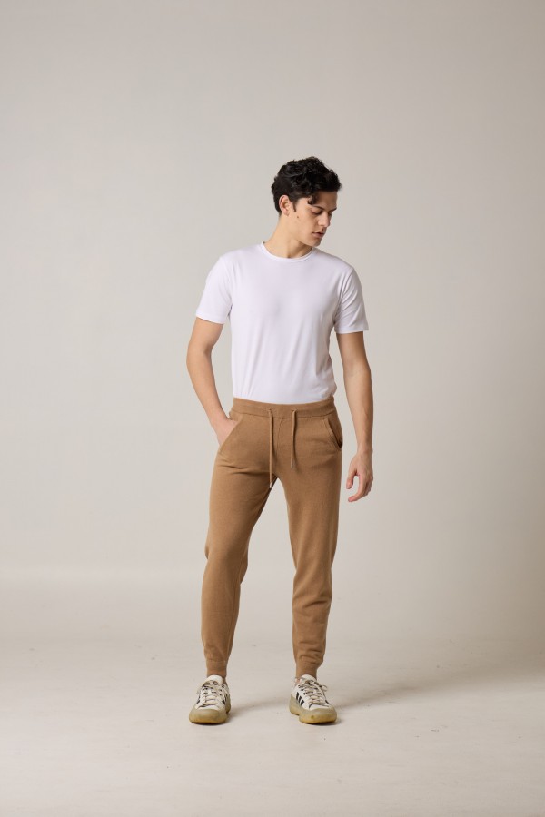 Joggers, single jersey, merino cashmere, yarn dyed