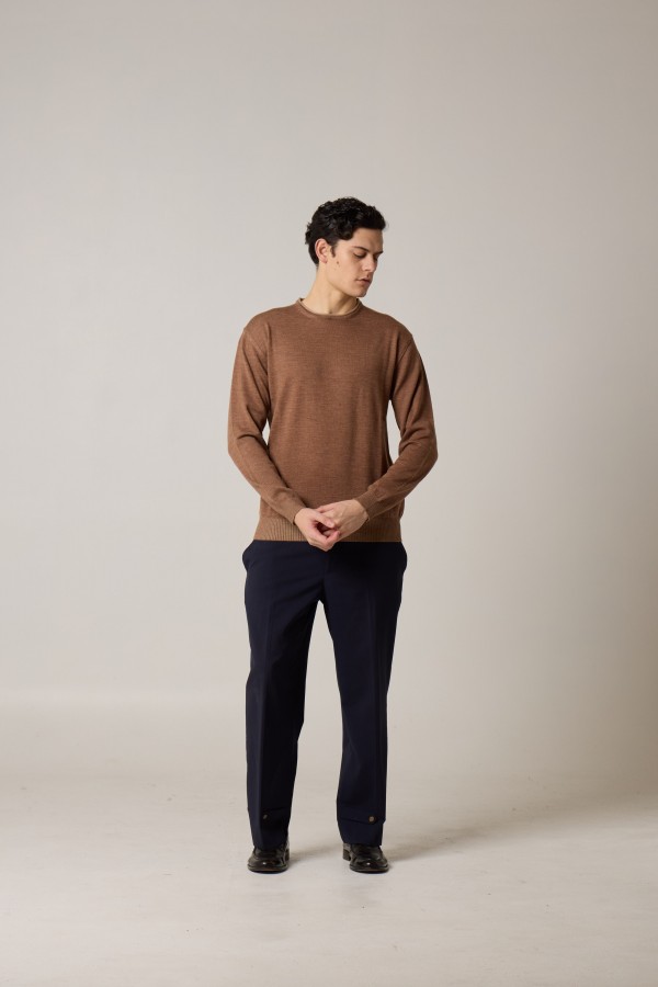 Crew neck loosefit, vanisè, merino, yarn dyed