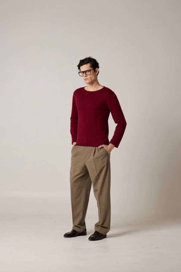 Crew neck loosefit, single jersey, wool, yarn dyed