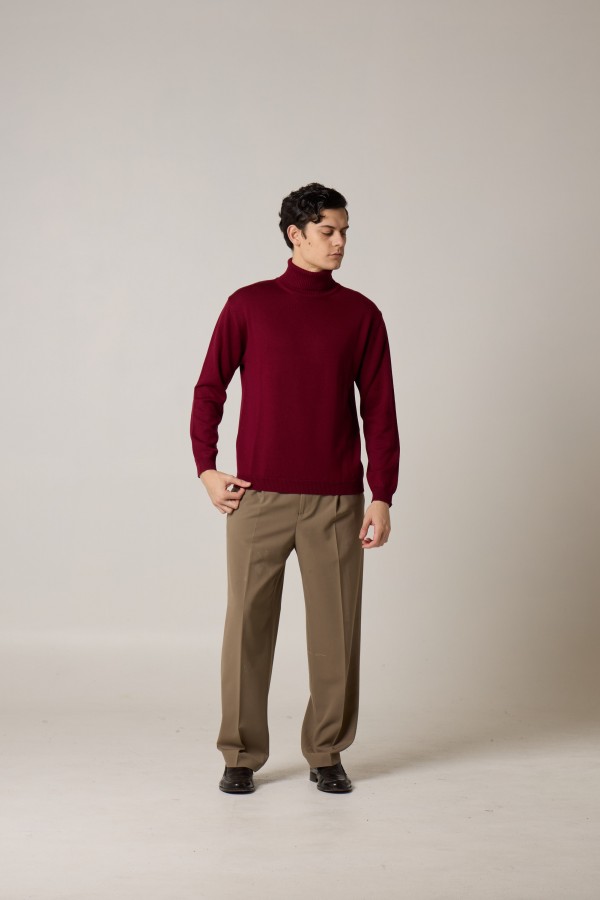 Turtle neck, single jersey, wool, yarn dyed