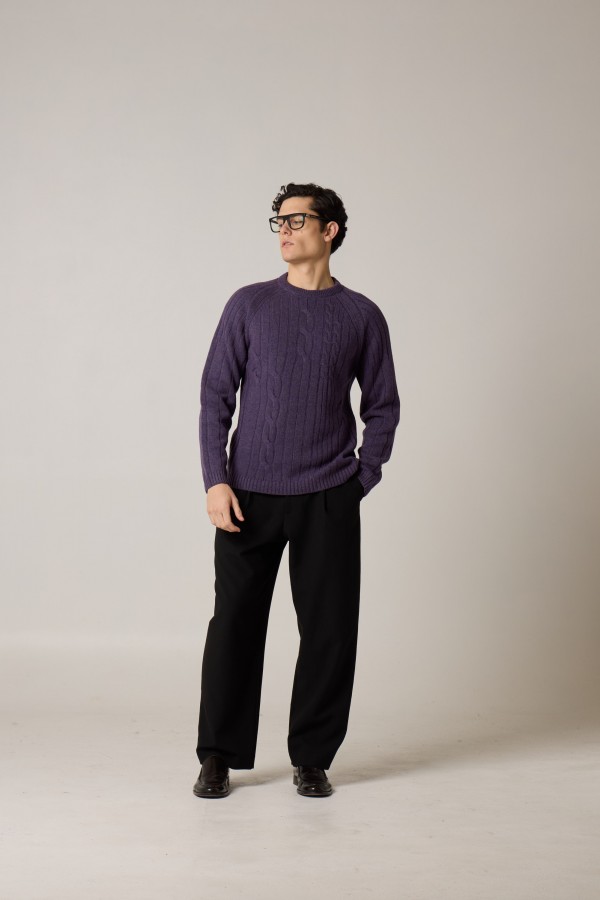 Crew neck, single jersey, merino, yarn dyed