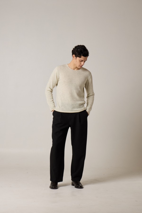 Crew neck loosefit, single jersey, alpaca, yarn dyed