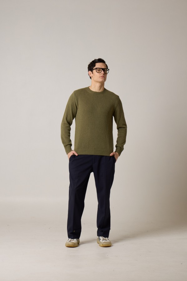 Crew neck, single Jersey, alpaca, yarn dyed