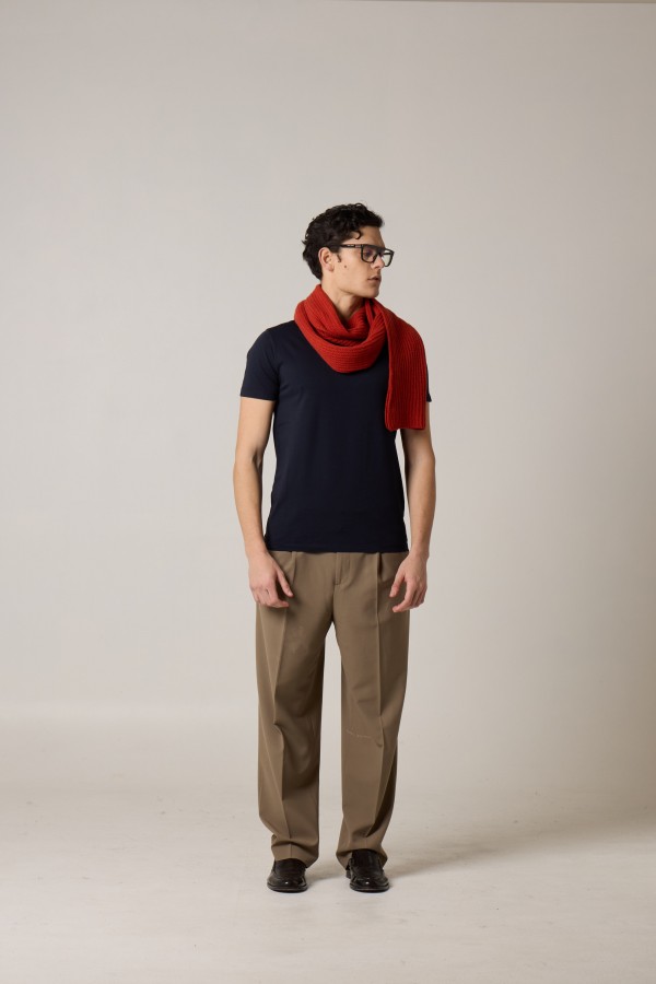 Sciarpa, maglia inglese, merino cashmere, tinto filo