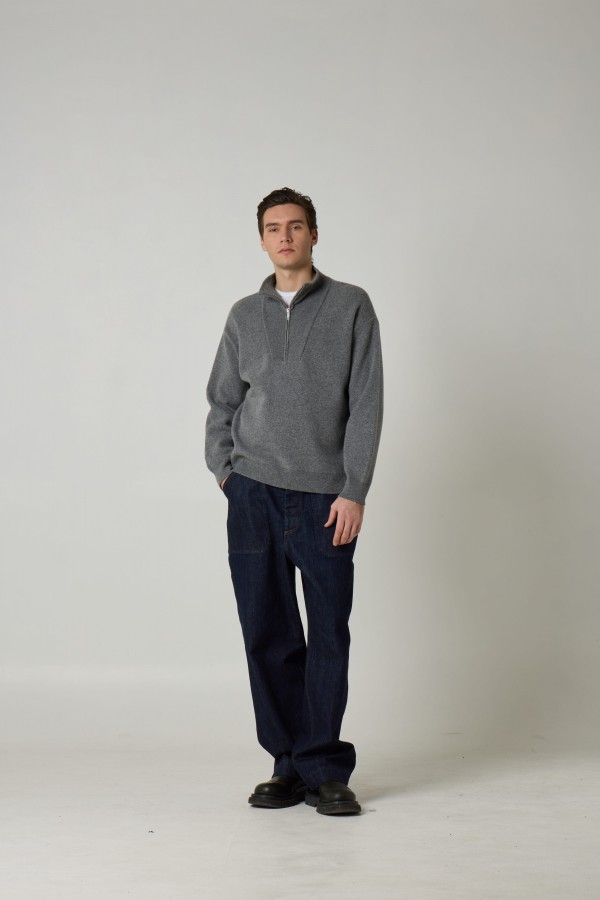 camioner zip in punto piquet di cashmere e  Extrafine merino , fin 12