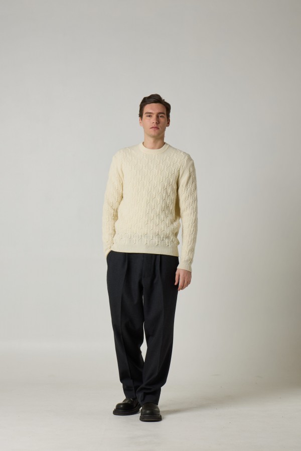 paricollo vintage aran e trecce in cashmere e  Extrafine merino , fin 7