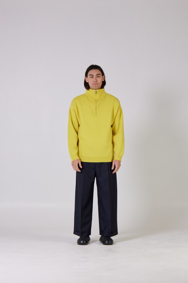 Piqué half-zip pullover